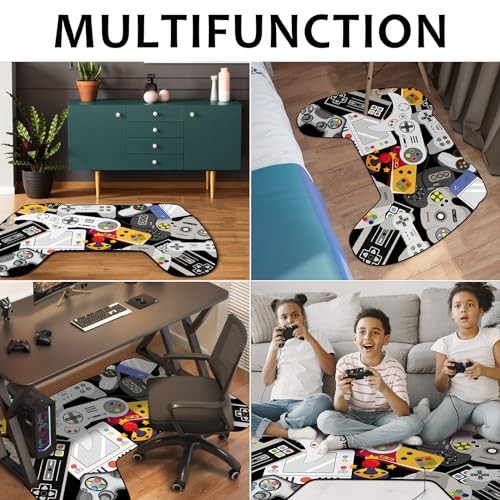 Gaming Area Rugs, Teen Boys Game Controller Shape Carpet Gamer Rugs for Boy’s - Picture 6 of 8