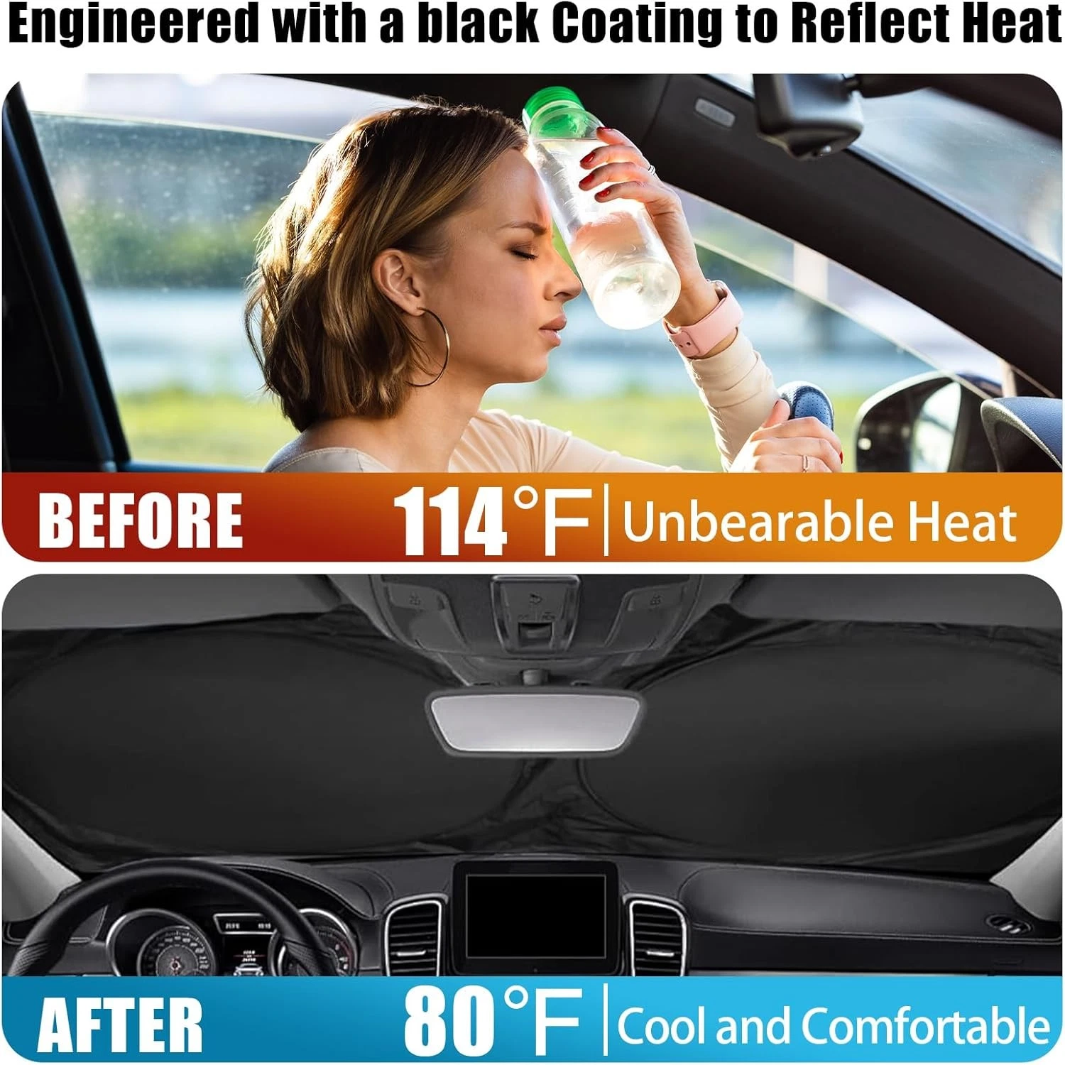 Car Windshield Sun Shade Foldable Sunshade Front  Accessories (59x27.5 inches)