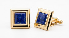 Men's Handmade Lapis Lazuli Cuff Links Square Gold Sterling Silver Wedding Gift
