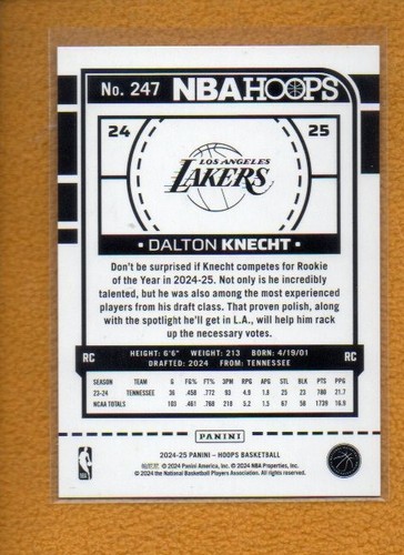 Dalton Knecht 2024-25 Panini NBA Hoops Rookies Artist Proof RC #247 /25 17/25 - Picture 2 of 2