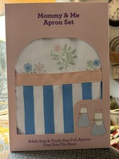 NEW Full Apron Set 2pc Mommy Me Adult Youth Size Family Floral Striped OS