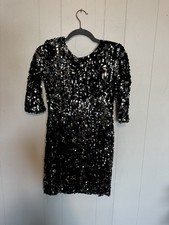 Black mini sequin dress with 3/4 sleeves