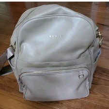 Fawn Design Original Diaper Bag Backpack Pebbled Faux Leather Soft Sky Blue Gray