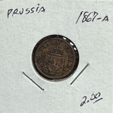 1867 A 1 Pfenning Prussia Germany REALLY NICE OLD RARE COIN!