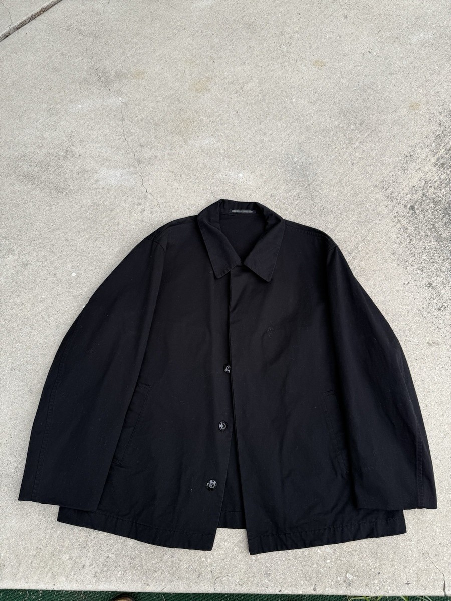ジャケット・アウター Yohji HOMME DYEING COTTON LONG JACKET 3 COTTON LINEN INKED HORIZONTAL PADDED LONG JACKET – THE SHOP