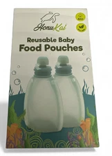 Eco-Friendly Reusable Baby Food Pouch Set 4.4oz BPA-Free Feeding Bottle 2 Pack
