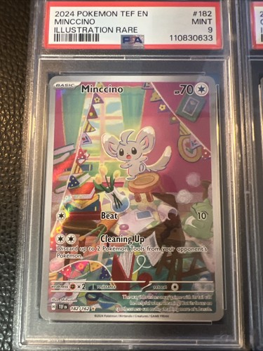 Minccino and Cinccino (Both) Pokemon SV Temporal Forces 182/162 & 183/162 PSA 9 - Picture 2 of 10