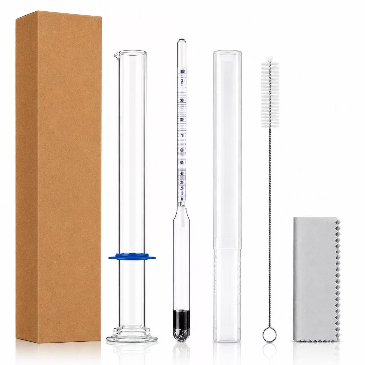 Hydrometer Alcohol Meter Kit 0-200 Proof & 0-100 Tralles - Precision Testing