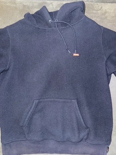Sweat à capuche FW17 Supreme Polartec petite boîte logo bleu marine sweat à capuche polaire moyenne