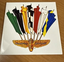 Vtg Indy 500 Indianapolis Motor Speedway Ceramic Kitchen Trivet 6" Square