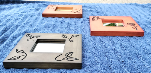 Vintage, Etched Wood Framed Mirrors, Dragonflies, Butterfly and Leaves - Picture 5 of 8
