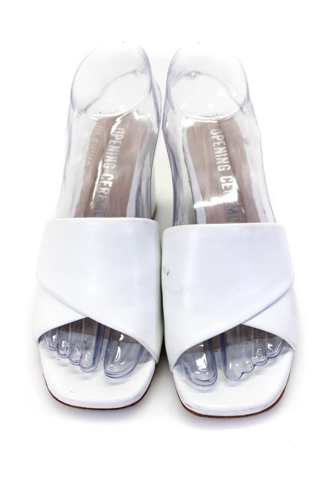 Sandalias de tacón bloque Peep Toe para mujer Opening Ceremony blancas talla 37 7 Foto 2 de 4