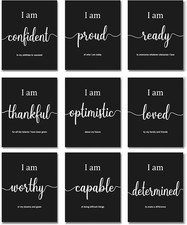 9 Pieces Inspirational Motivational Wall Art Office Bedroom Black