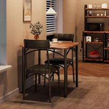 3-Piece Dining Table Set for 2 Kitchen Table Set w/ 2 Upholstered Small Chairs