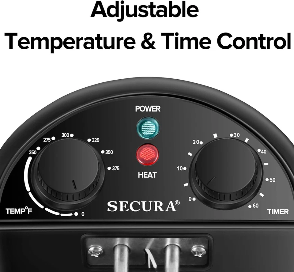 Secura 1700-Watt Stainless-Steel Triple Basket Electric Deep 4.4 quart, Black  - Image 4 of 4