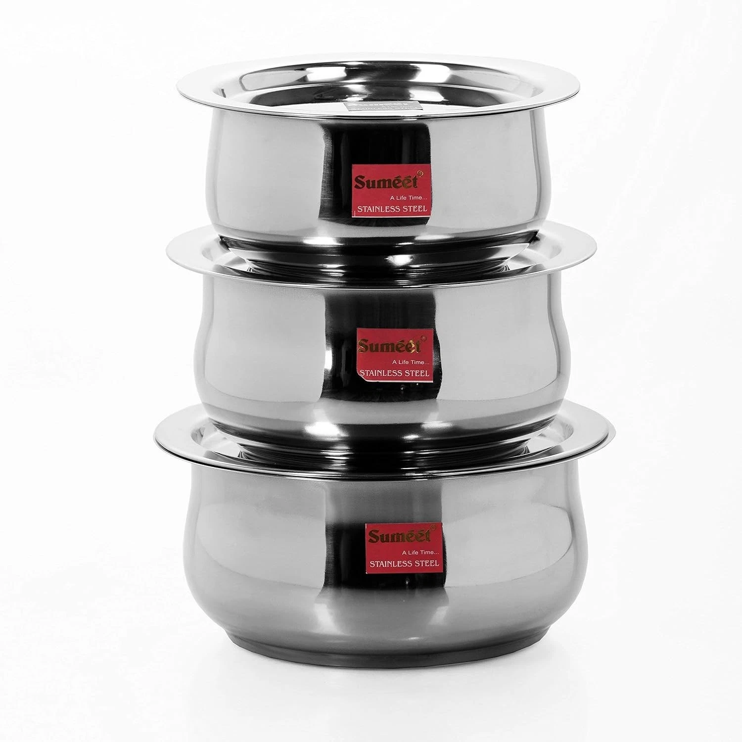Sumeet Stainless Steel Cookware Set With Lid Cooking Handi Dish Pot Set Set Of 3
Opens in a new wind