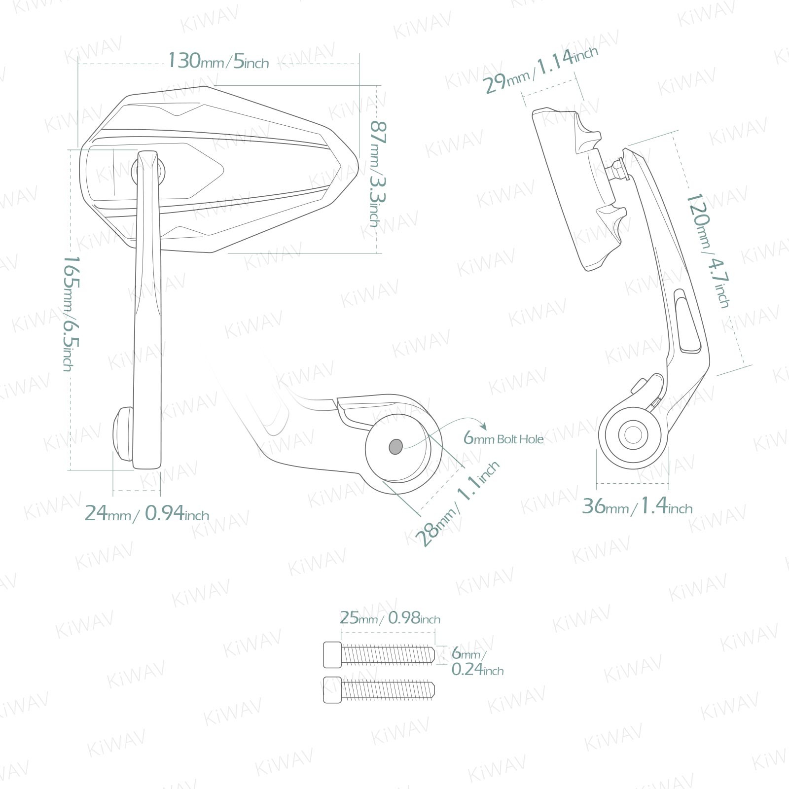 Bar end mirrors 4Rizz black fits Moto Guzzi 05-17 Griso OEM threaded bar