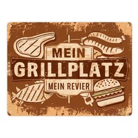 Grillplatz Vintage Metallschild XXL In 28X38 Cm - Mein Revier