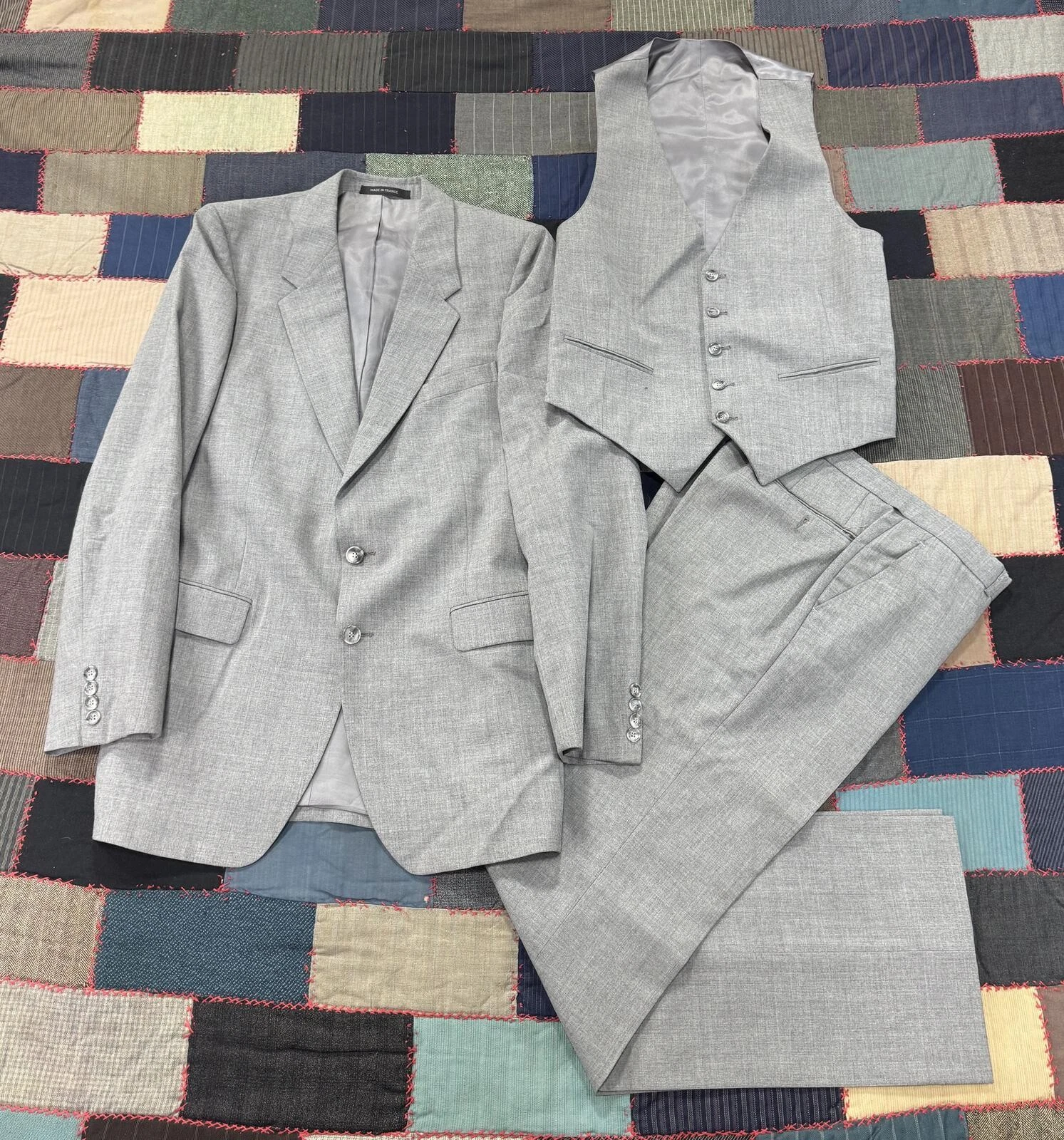Saint Laurent — Vintage 80s Clean Yves Saint Laurent Suit Men's Gray French Made 3-Piece Set 36R