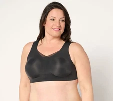 Evelyn & Bobbie Ultra Lift Defy Mesh Trimmed Seamless Wirefree Bra Black L Used