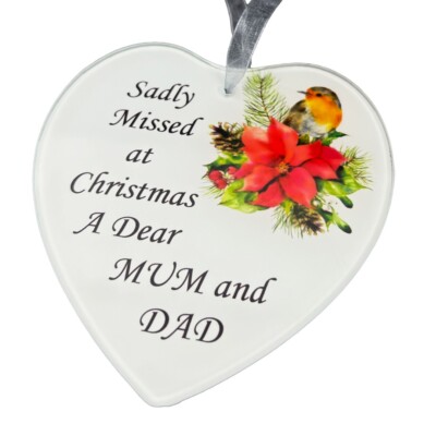 Liebe Mama und Papa Weihnachten Rotkehlchen Denkmal Baumhänger Hängedeko Liebe