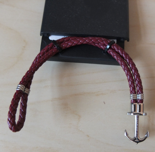 ! Paul Hewitt Phrep Anker Armband Leder Bordeaux Edelstahl Silbfarb XXL 22cm NEU
