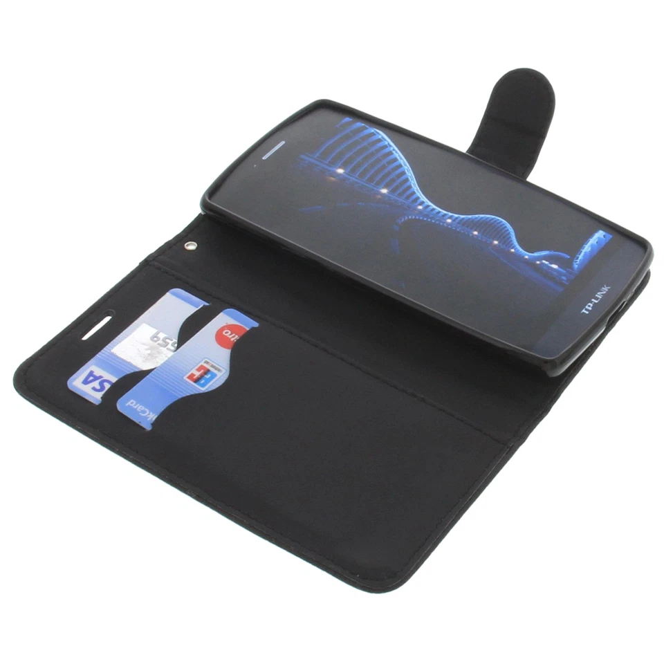 Tasche für TP-Link Neffos C5 Book-Style Schutz Hülle Handytasche Buch Schwarz - Bild 3 von 4