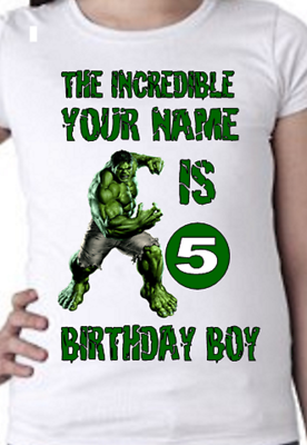 Personalised inspired The Hulk T-SHIRT Kids Birthday free post