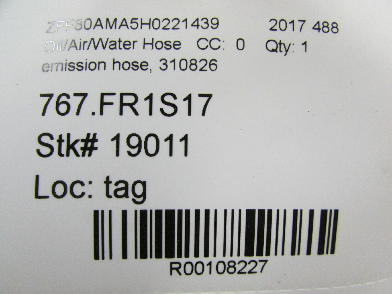 Ferrari 488, Emission Hose, Used, P/N 310826