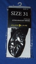 Pure Lime Gym and Ballet shoes. Style 6130. Black. Rubber sole. US size 13 child