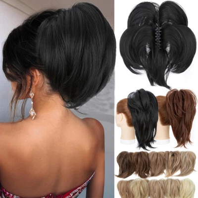 S-NOILITE UK REAL AS HUMAN Messy Hair Bun Piece Clip in Scrunchie Claw Ponytail Extensions