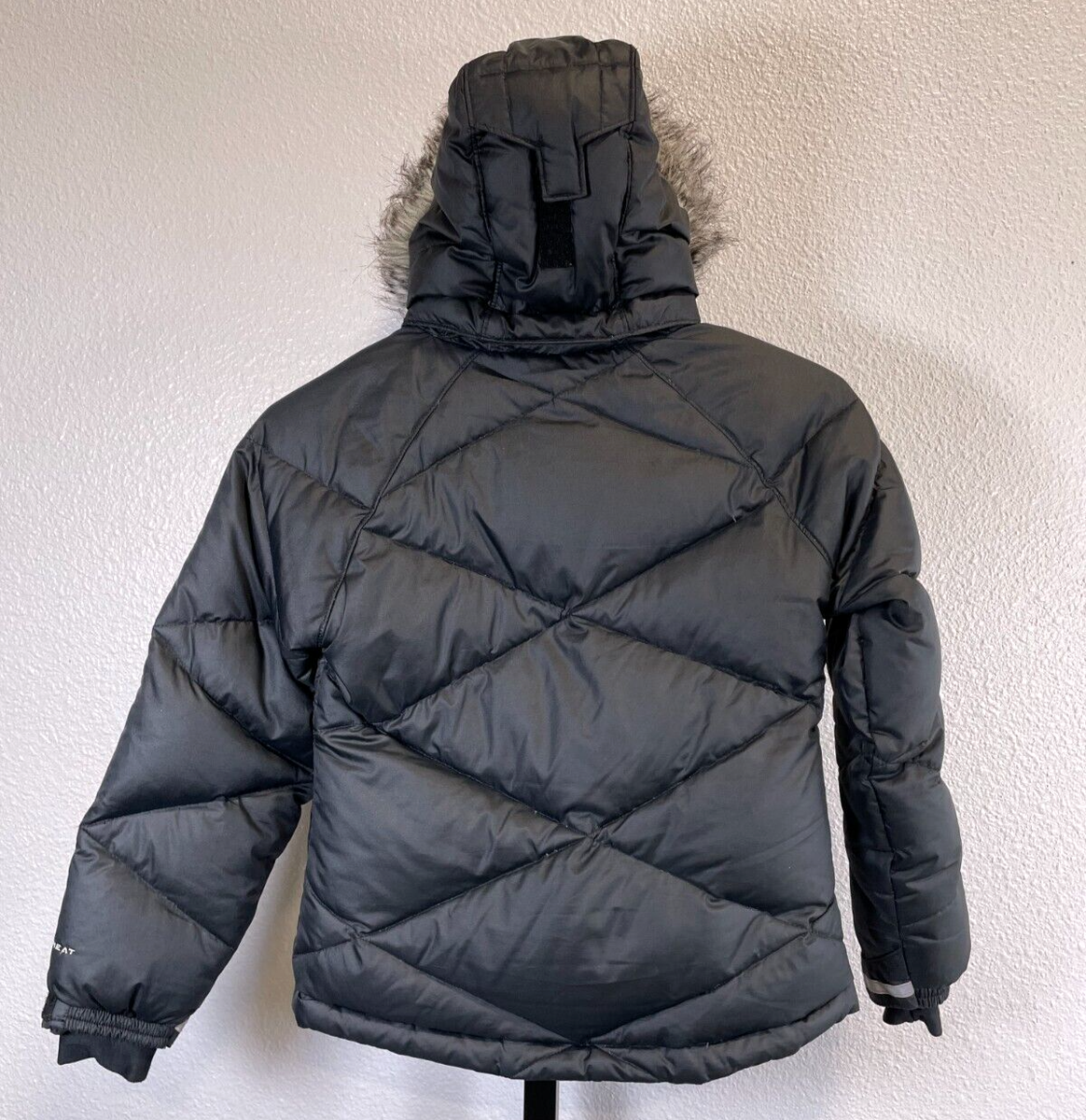 【激レア】 Columbia hooded puffer jacket 00s Columbia Omni-Heat Thermal Comfort Youth Girls 6 Puffer Black Coat