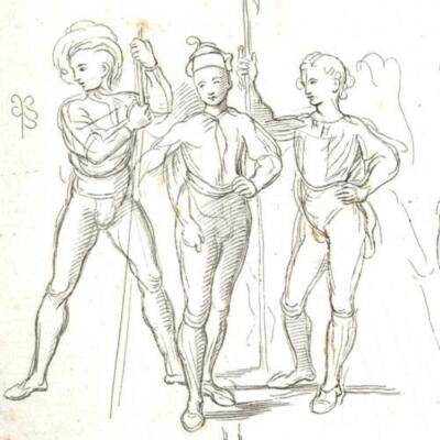 RAPHAEL ETCHING FOUR WARRIORS SIENNA ITALY 1866 RENAISSANCE OLD MASTER ART PRINT
