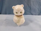 Fenton White Carnival Glass Painted Birthstone Bear Figurine July Ruby Red