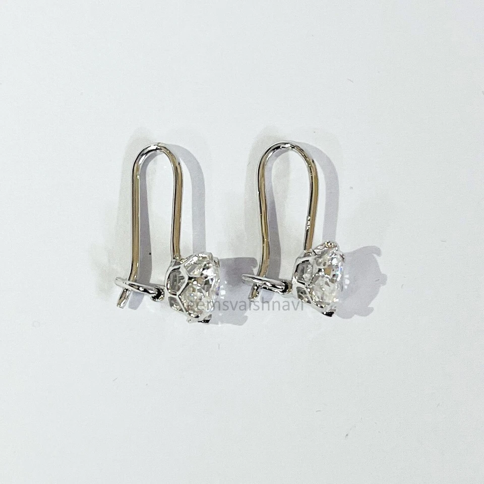 Серьги с обработанными белыми бриллиантами 2 карата отличный блеск и блеск цвет сертифицирован F! - Изображение 2 из 4