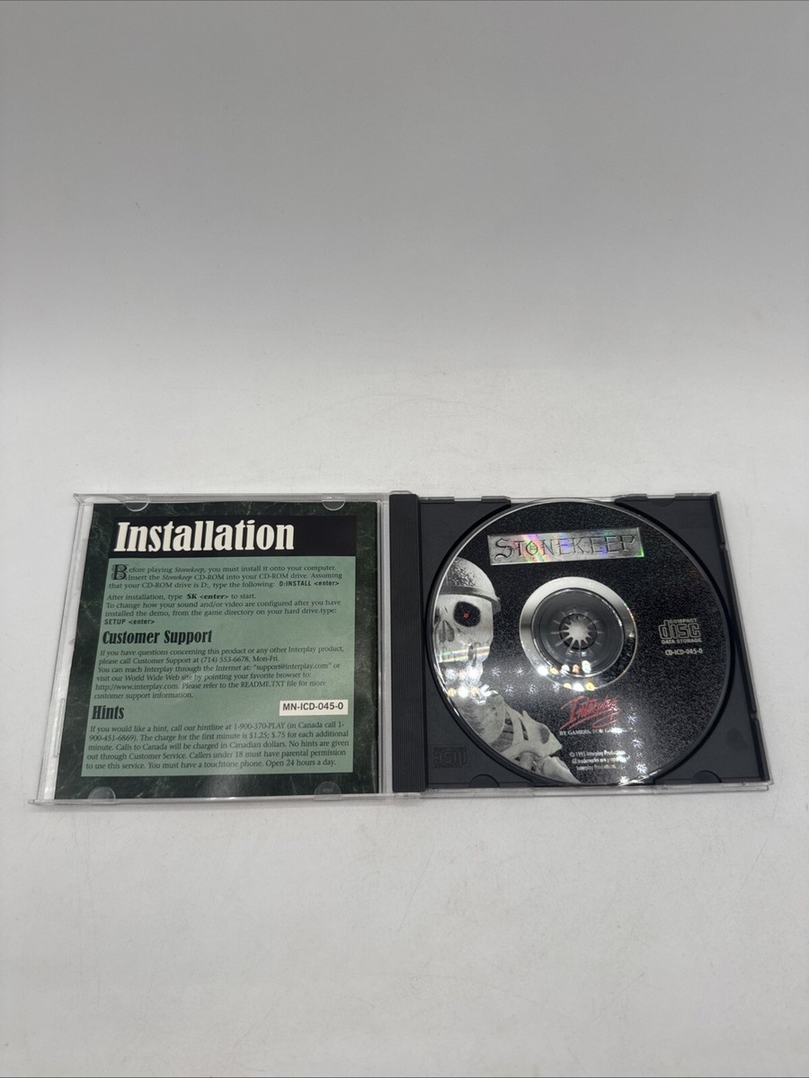 Vintage 1995 Stonekeep PC Computer Game, Good Condition CD