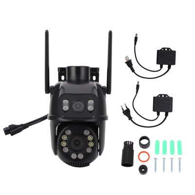 Dual Lens Security Camera 6MP Nig-ht Vis-ion Auto Detection Light Sound Alar Set