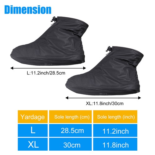 Reusable Rain Shoes Cover Anti-Slip Zipper Overshoes Protector Waterproof Gear - Picture 10 of 13
