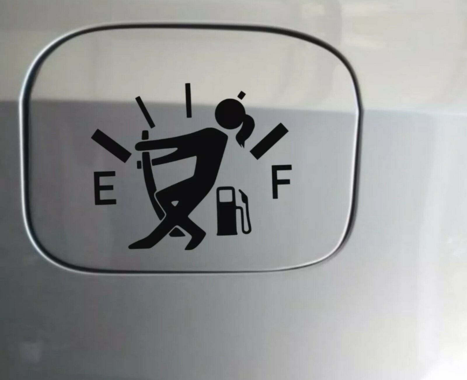 Fuel Gauge Decal Stick girl funny empty low gas fuel door vinyl sticker decal 2