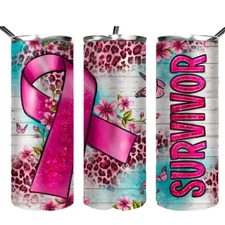 Breast Cancer Survivor Pink Ribbon 20oz Tumbler Insulated Travel