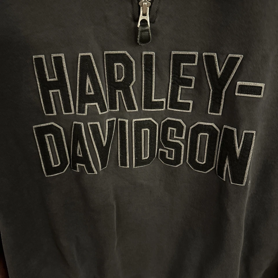 Harley Davidson Black Brown Burgundy Logo 1/4 Zip Men's Women's Medium - Image 4 of 4