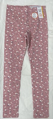 Wonder Nation Girls Leggings Size Large 10-12 Cotton Blend Pink Flowers Twins 