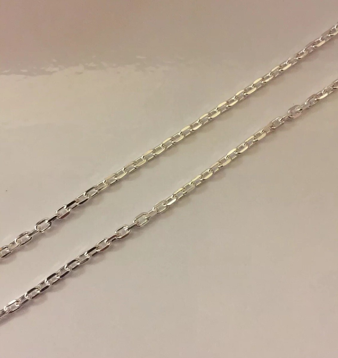 VINTAGE Sterling Silver Diamond Cut Trace Chain 24