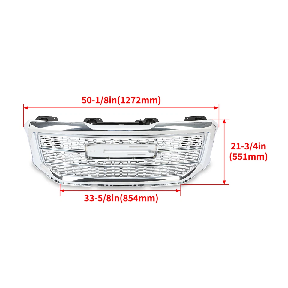 Front Upper Chrome Mesh Grill Fits 2016-2018 GMC Sierra 1500 Grille Denali Style - Image 3 of 4