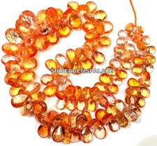 AAAA Rare Padparadscha Sapphire Faceted Pear Beads Briolettes Gemstone Beads.