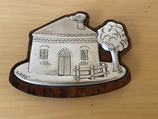 Decorative Object - Silver And Wood - Can Be Hung - 14.5 X 11.5 X 1 Cm