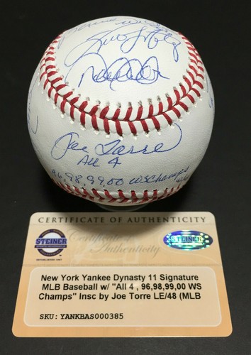Derek Jeter Mariano Rivera WS Champs Signed Baseball 11 Auto Steiner LE 42 /48