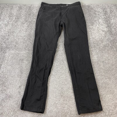George Slim Straight Chino Pants Men's 36x34 Black Flat Front