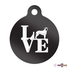 Love Bullmastiff Engraved Keychain Round Tag w/tab park Many Colors