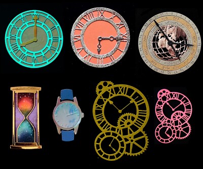 ''Uhren - Weltzeit- Uhr, Sanduhr, Armbanduhr & Getriebe'' Stanzschablone/ Cutting